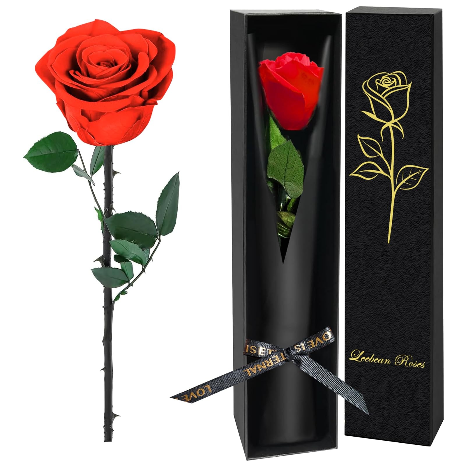 Single Red Forever Rose Luxury Flowers Gift Box For Women Men Wife Mom Her
