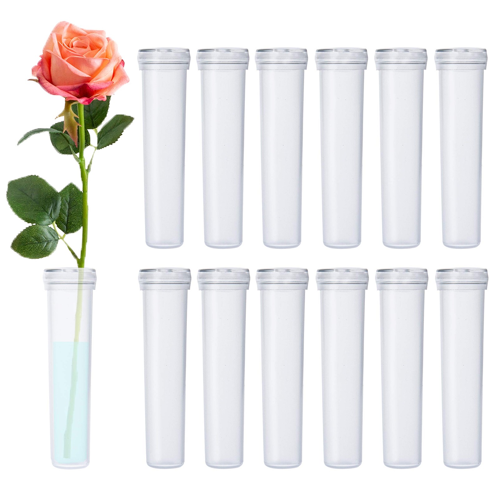 BEADNOVA Floral Water Tubes 2.8 Inch Plastic Water Tubes for Floral Flower Vials