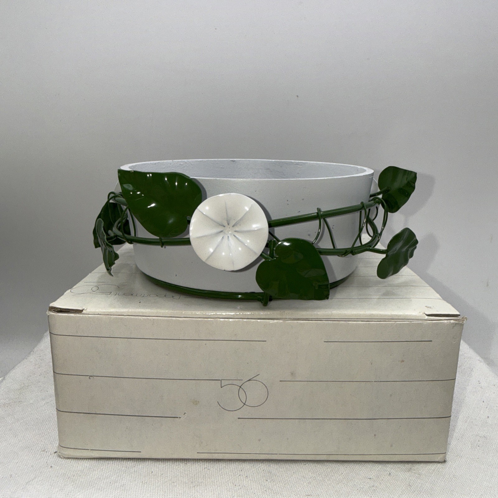 Dept 56 Botanica Peck Flower Frog 4” Metal EUC Floral Arrangements Farmhouse