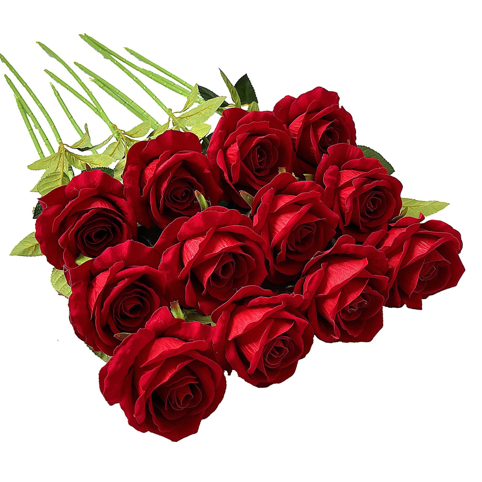 12 Pcs Artificial Rose Flowers Blossom Red Rose Flowers Real Touch Silk Faux …