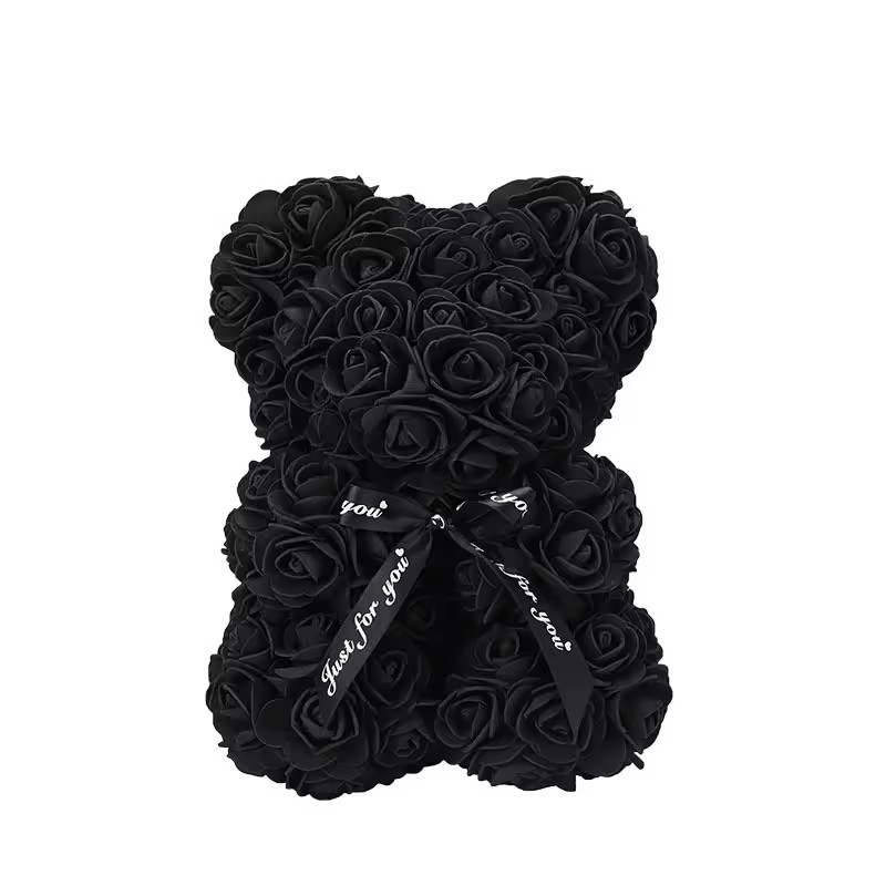 25cm Artificial Teddy Rose Flower Bear with Box Romantic Valentines Day Gift