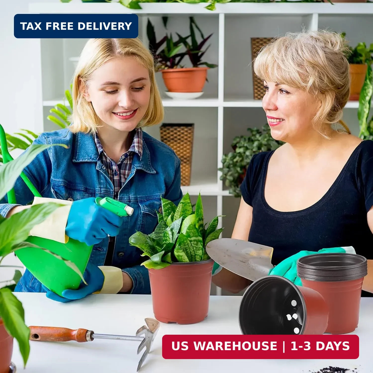 6 Inch Nursery Pots Bulk – Plastic Planter Pots with Drainage Holes for Seed Sta