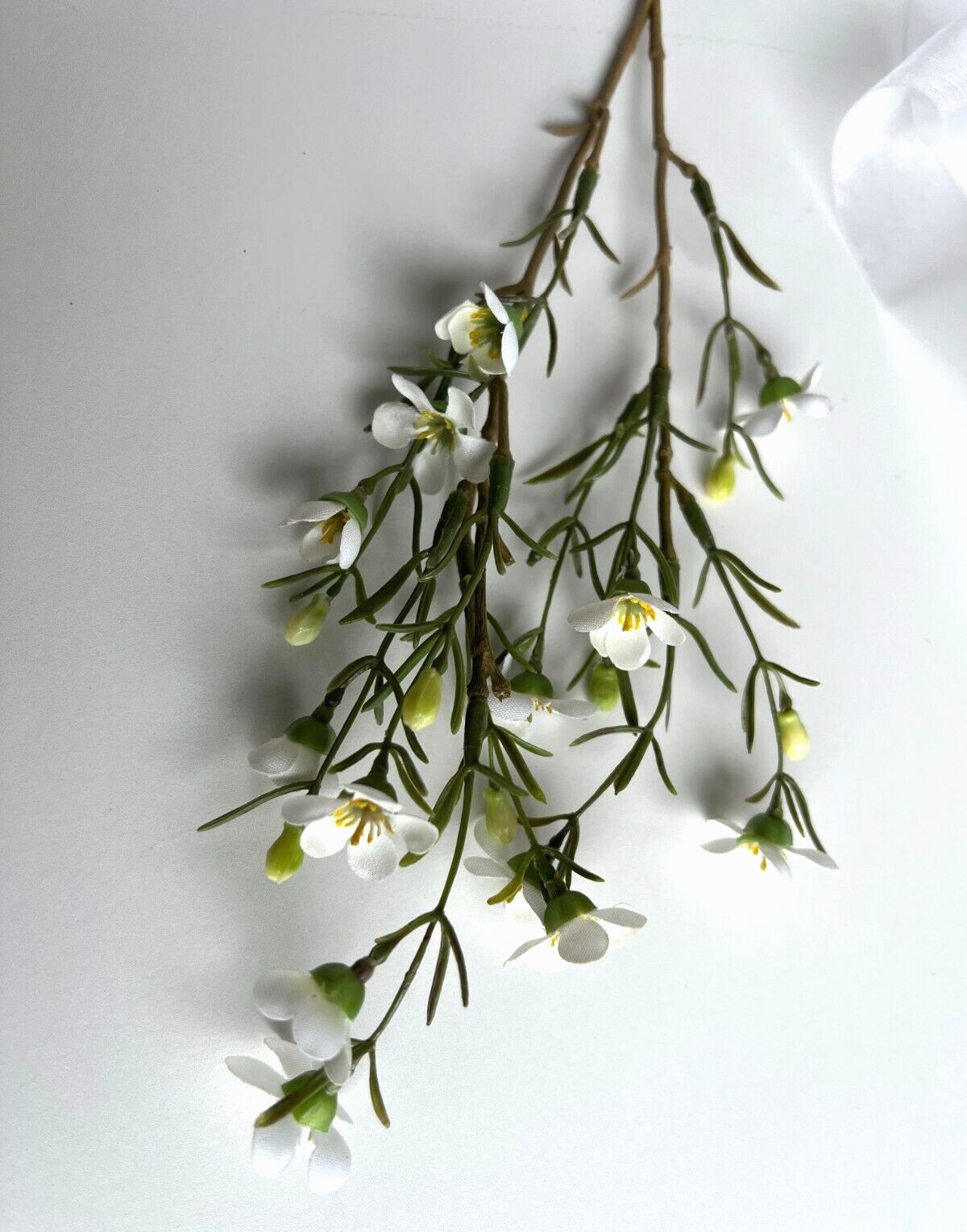 Australian Native Flowers Wax Flower Geraldton Wax Spray White Faux Silk Stem