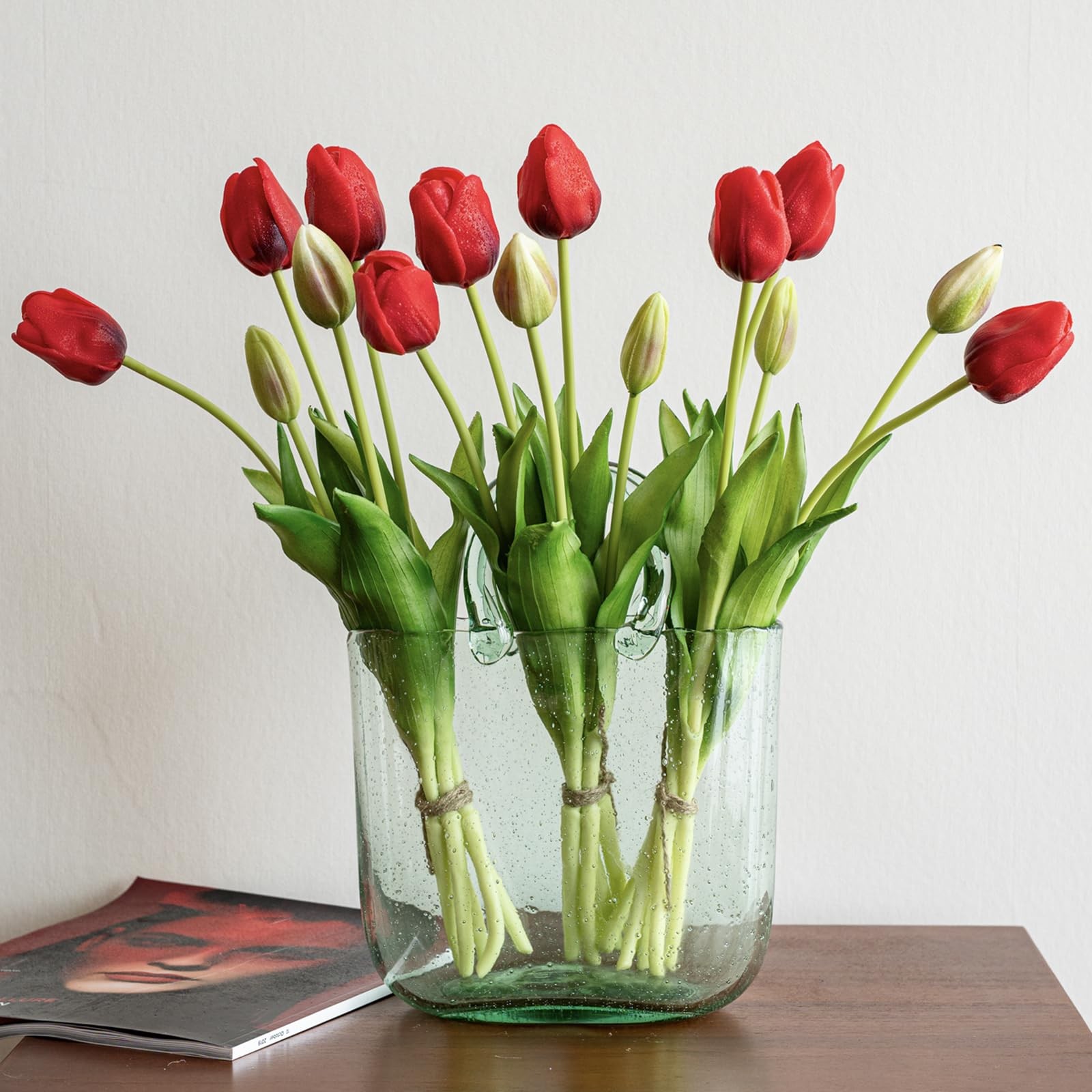 15 PCS Artificial Tulips Flowers Soft Touch Latex Bouquet Fake Home Decor