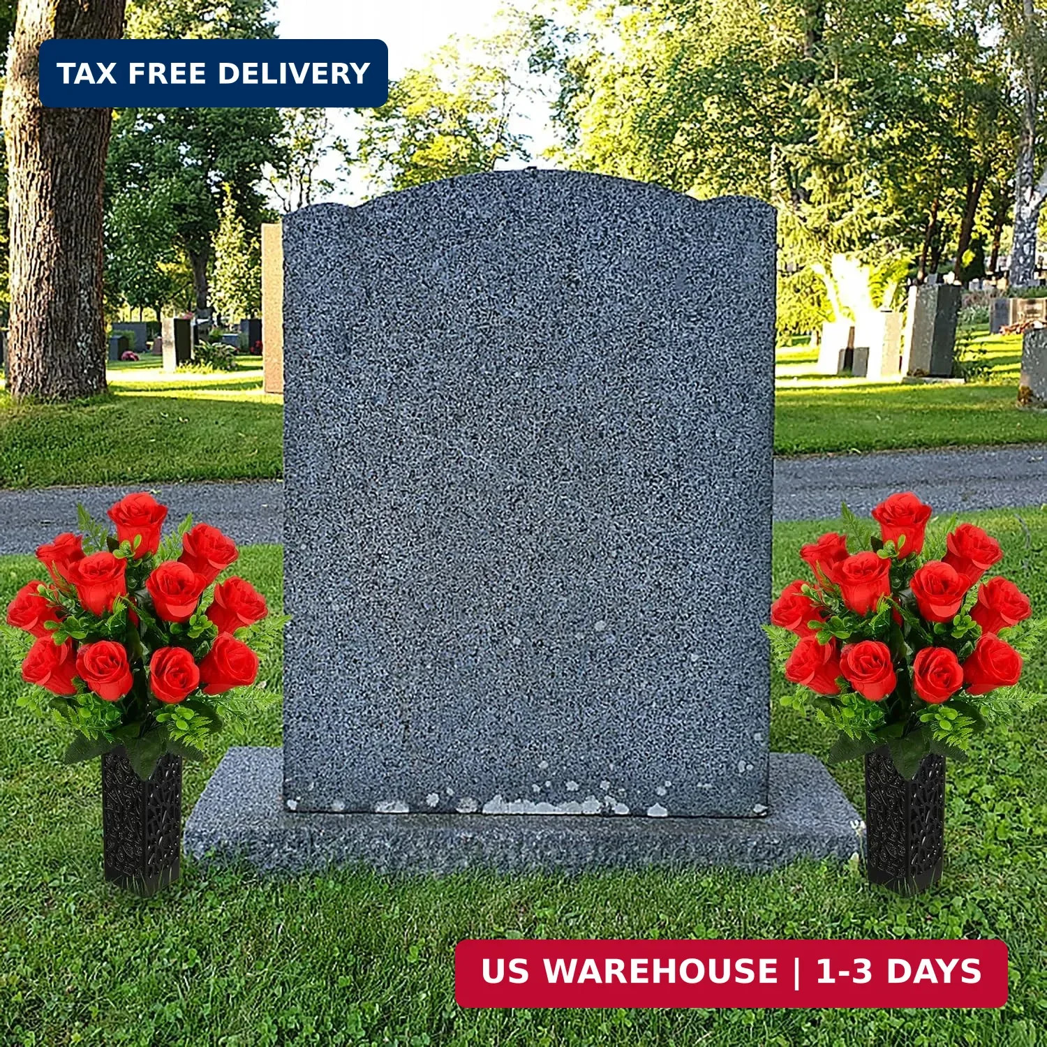 2 Sets Artificial Cemetery Flowers, Grave Decorations Roses, Memorial Flowers…