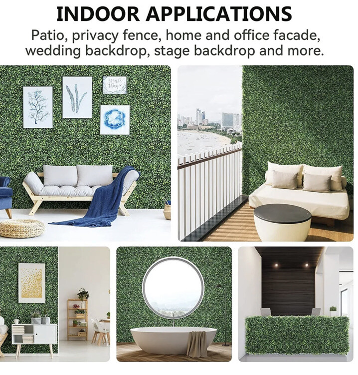 12 Packs Grass Wall Boxwood Panels 24″ x16″ Artificial Green Topiary Hedge Plant