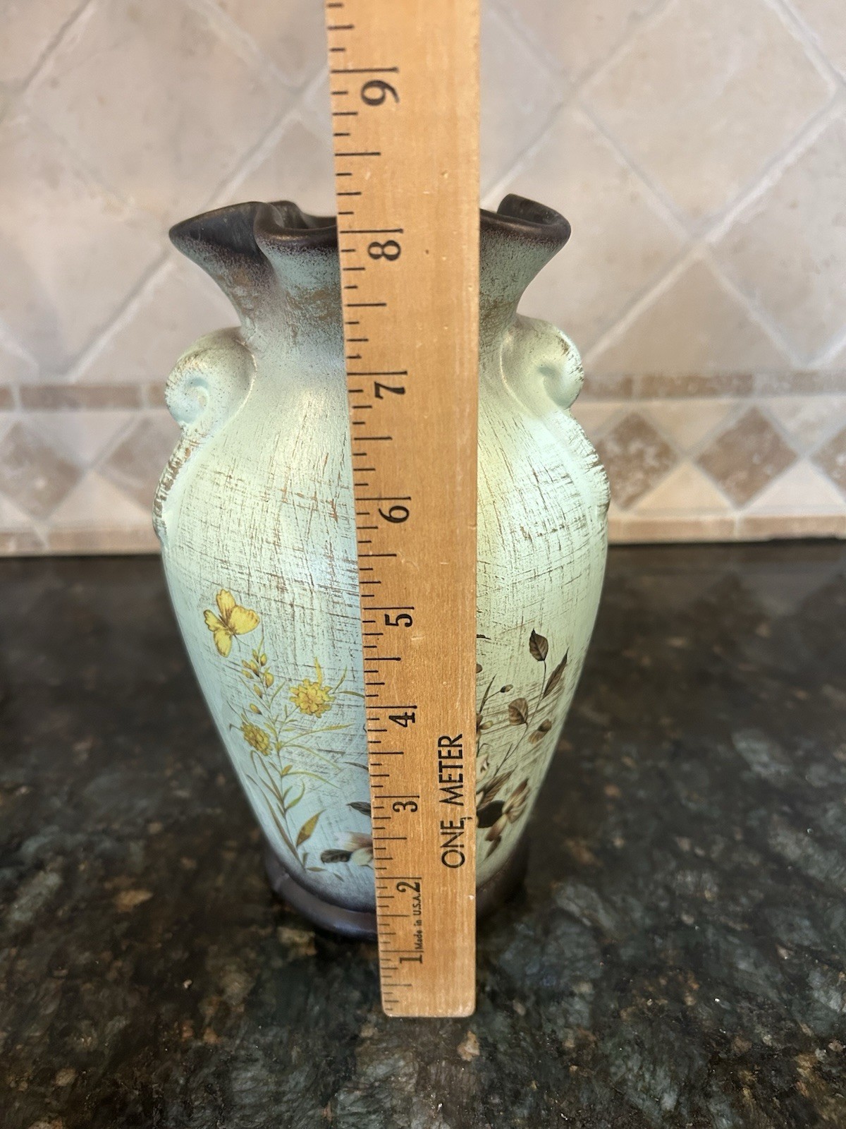 Faux Floral Arrangement in Ceramic Vase Yellow White Home Table Centerpiece