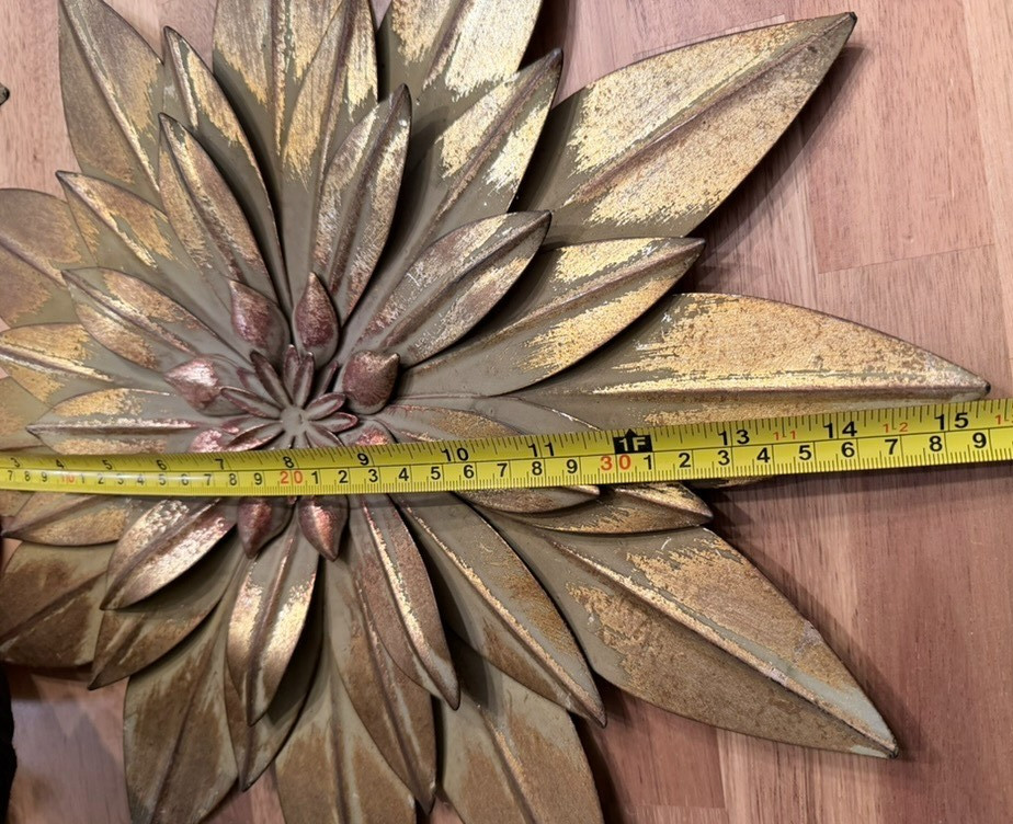 Rustic Aluminium Flower Wall Decor Set of 3 Gold Silver Barn Farmhouse Country