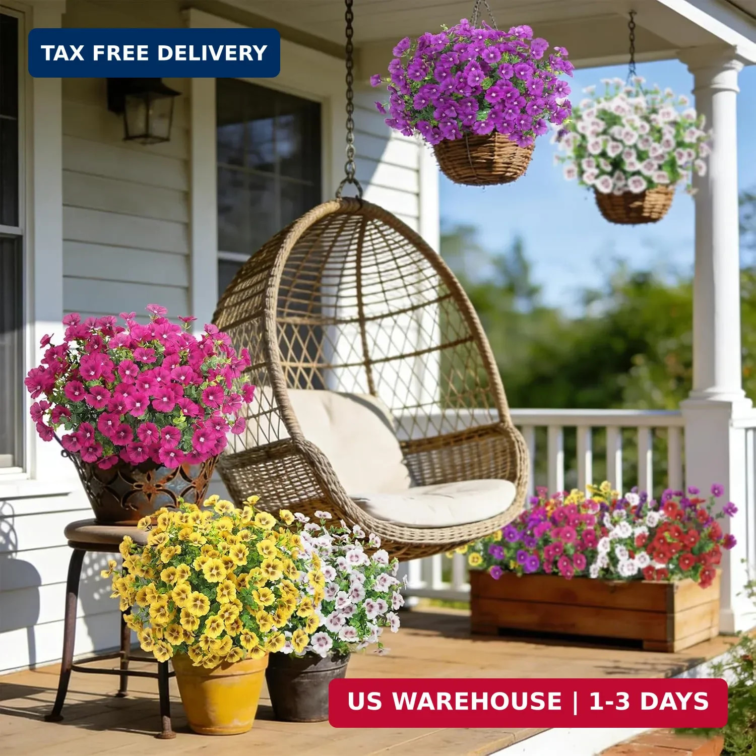 24 Bundles Artificial Flowers for Outdoors Fake Silk Flowers UV Resistant Faux P