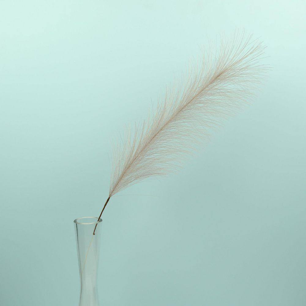 2 In. 56 Pieces Gray Artificial Plant Faux Pampas Grass Boho Fluffy Flower Vase