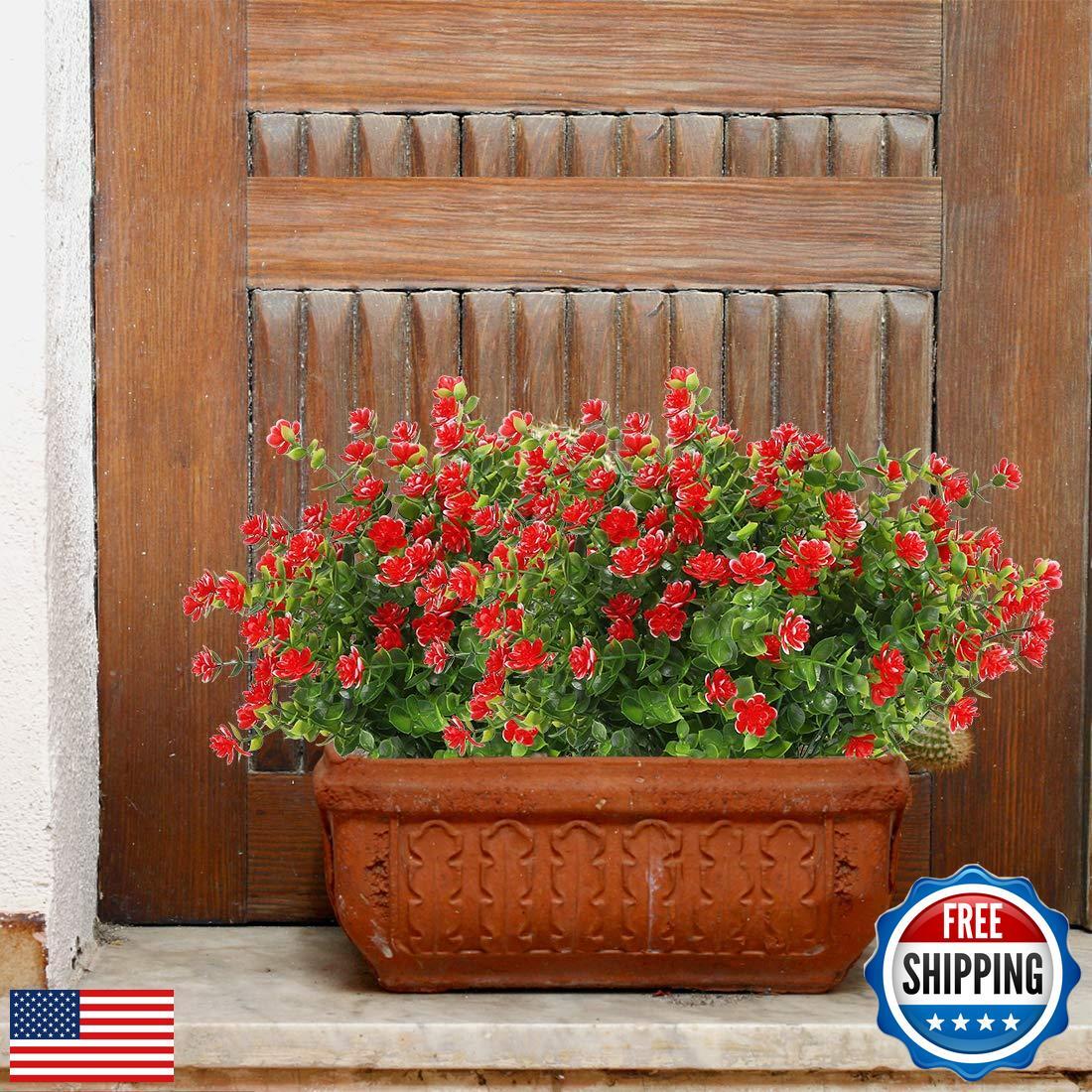 URSTOUD 10PCS Artificial Flowers, Fake Artificial Greenery UV Resistant No Fa