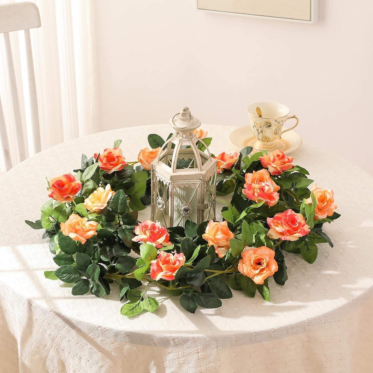 Versatile 2 Pack Hanging Rose Garland – Perfect for Weddings & Home Settings