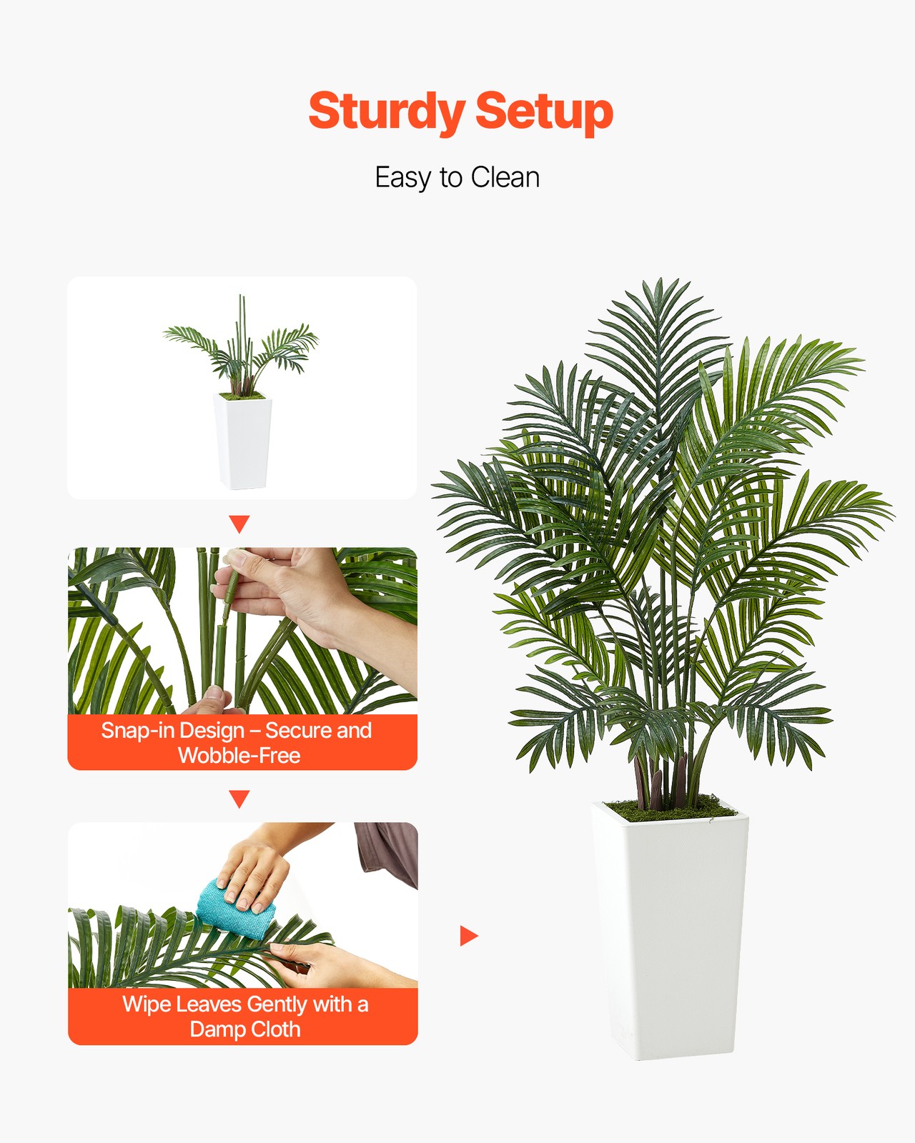 VEVOR 4ft 2Pack Artificial Areca Palm Trees with White Planter Indoor