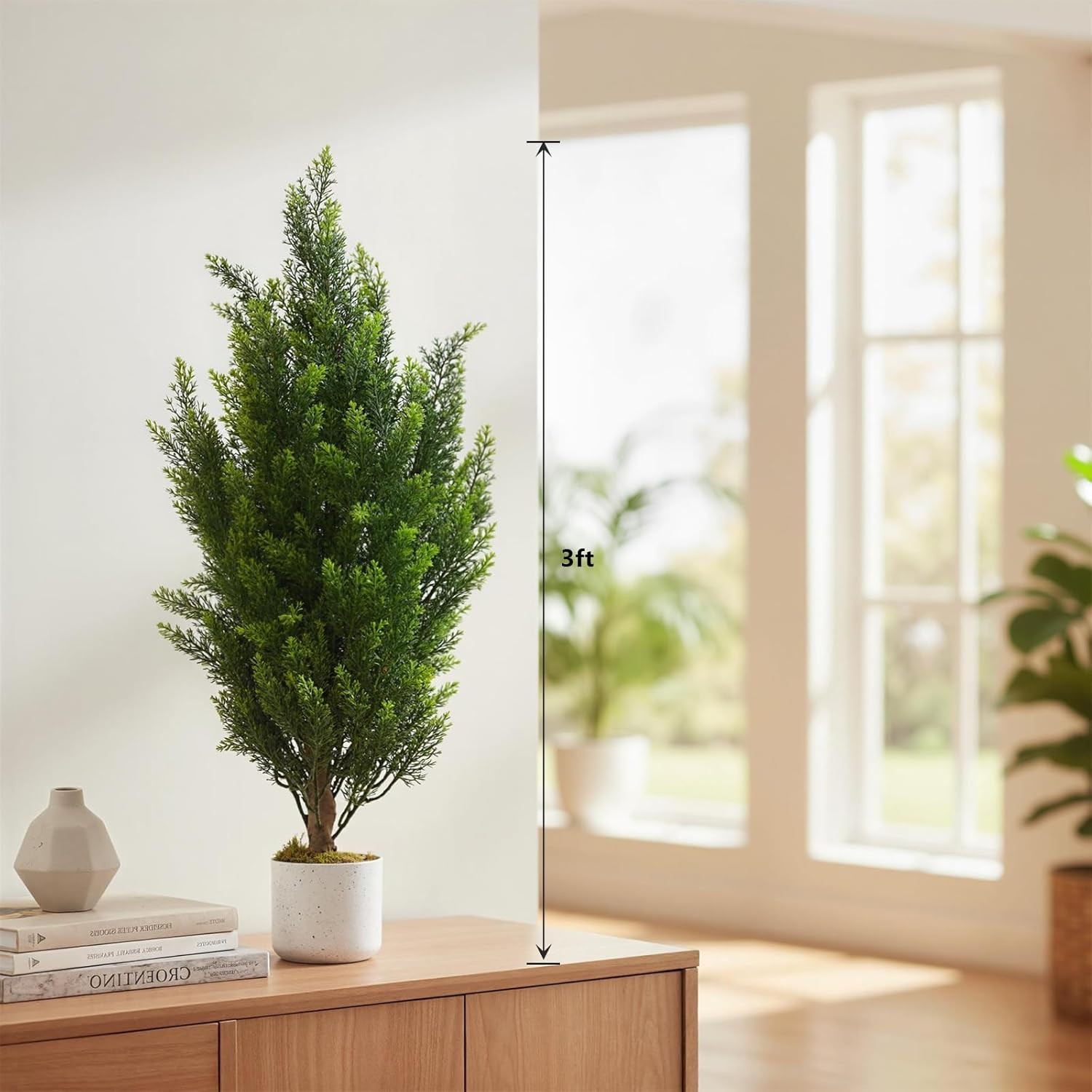 Set of 2 Artificial Boxwood Cedars, 90 cm Artificial Pine Shrubs in Pot with