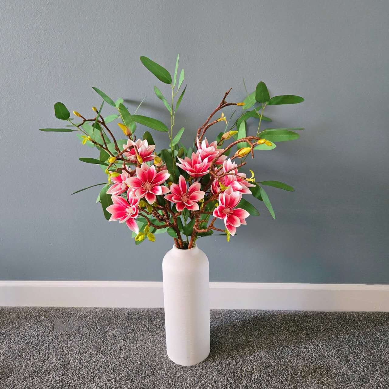 10-Stem Artificial Greenery Set.Magnolia Lotus & Eucalyptus.DIY Projects.