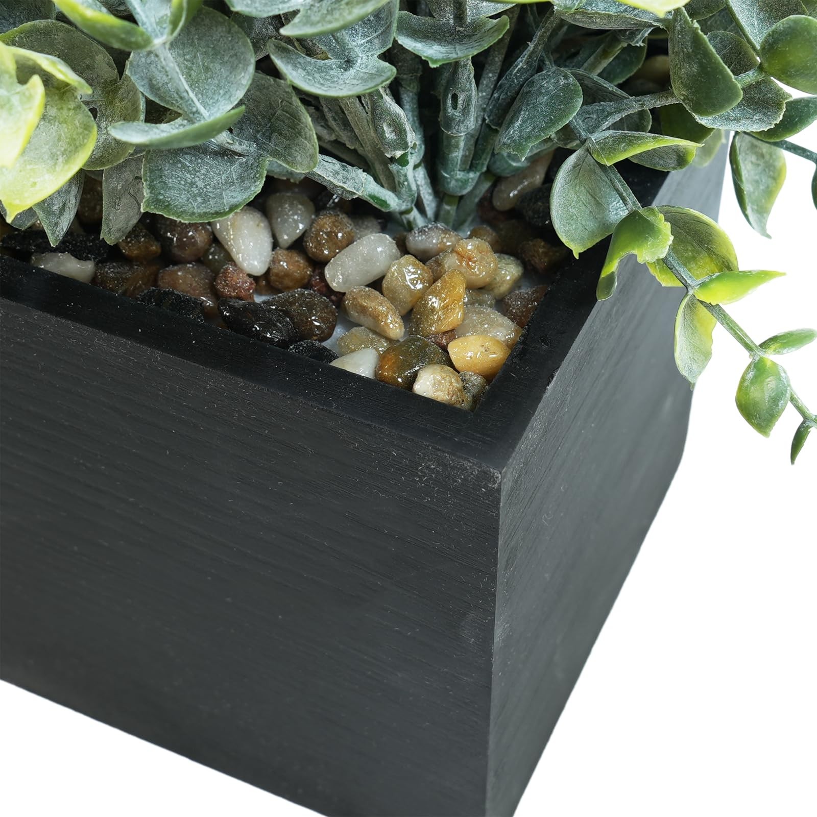 Winlyn 14″ Artificial Eucalyptus Arrangement Faux Plants in Black Rectangular