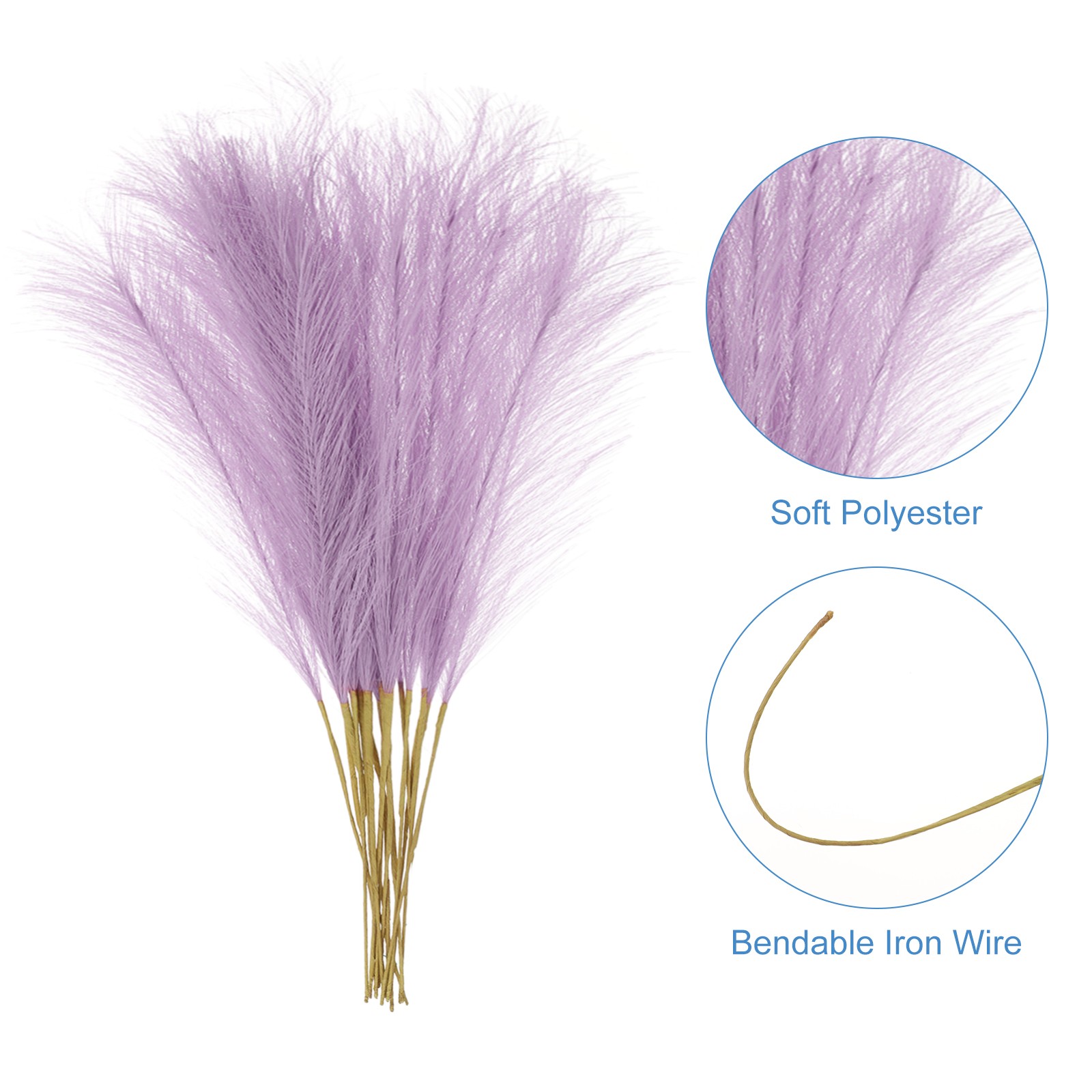 16pcs Faux Pampas Grass 21 Inch Artificial Pampas Grass for Light Purple