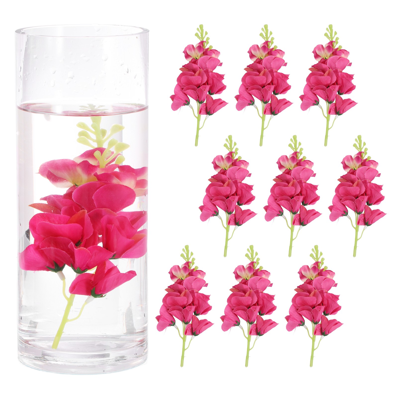 10Pcs Floating Flowers for Centerpieces Artificial Hydrangea Rose Red