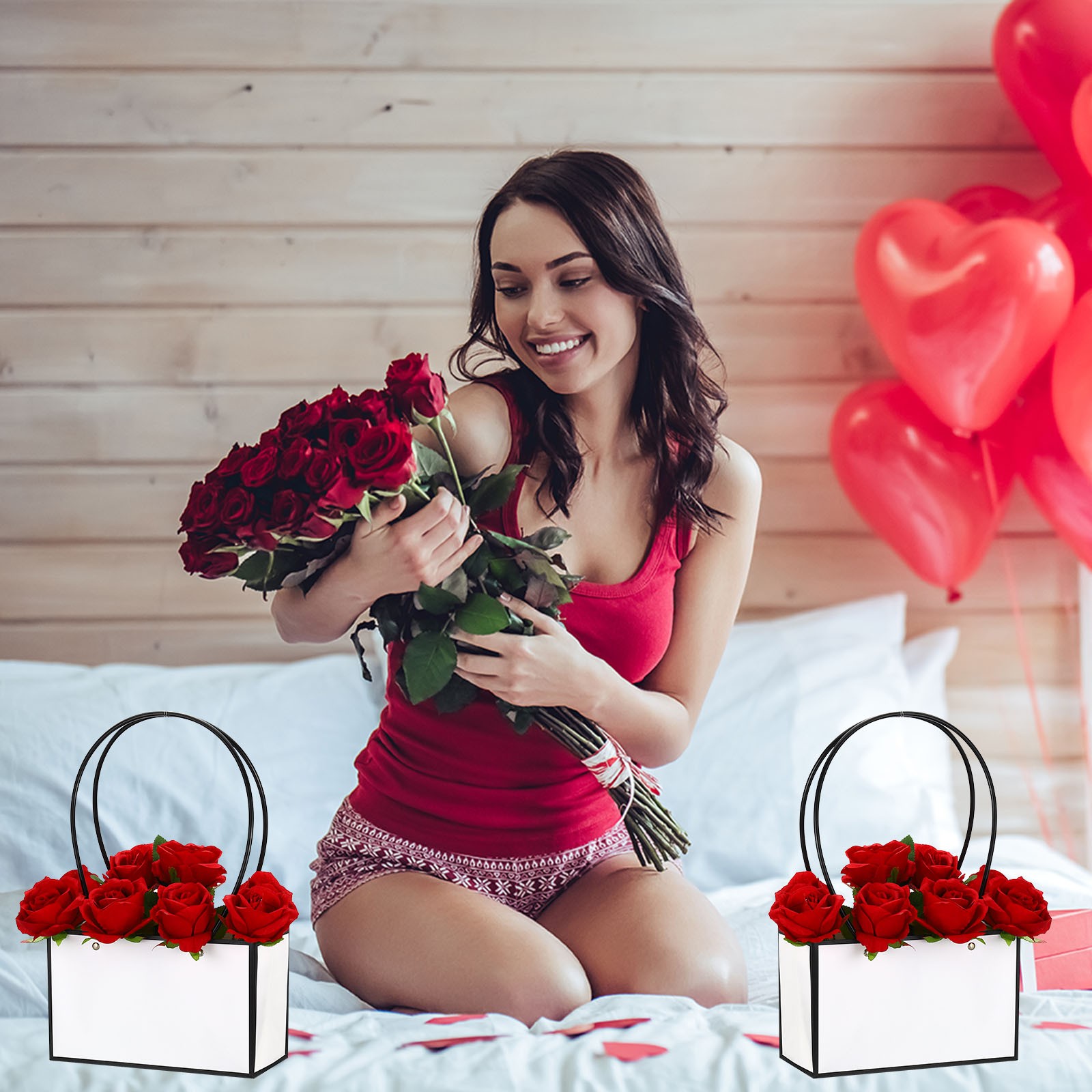 Flower Gift Box, 24 Pcs, Black with White Borders & Black with White Borders