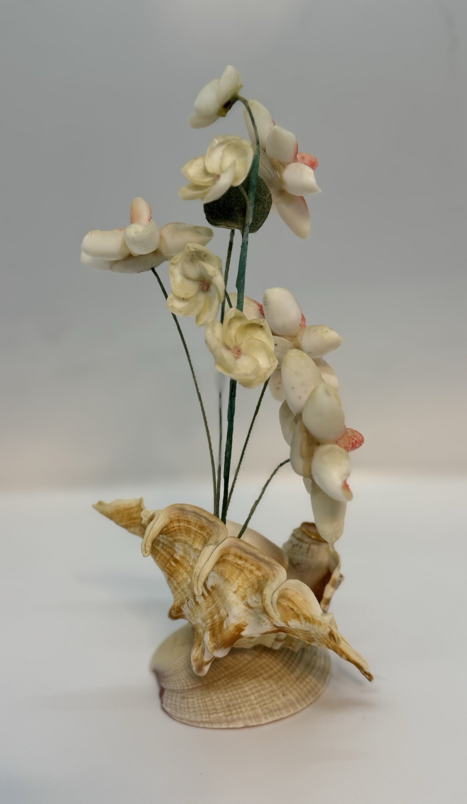 Vintage Seashell Shell Art Flower Arrangement Vase Pencil Holder MCM Circa 1950s