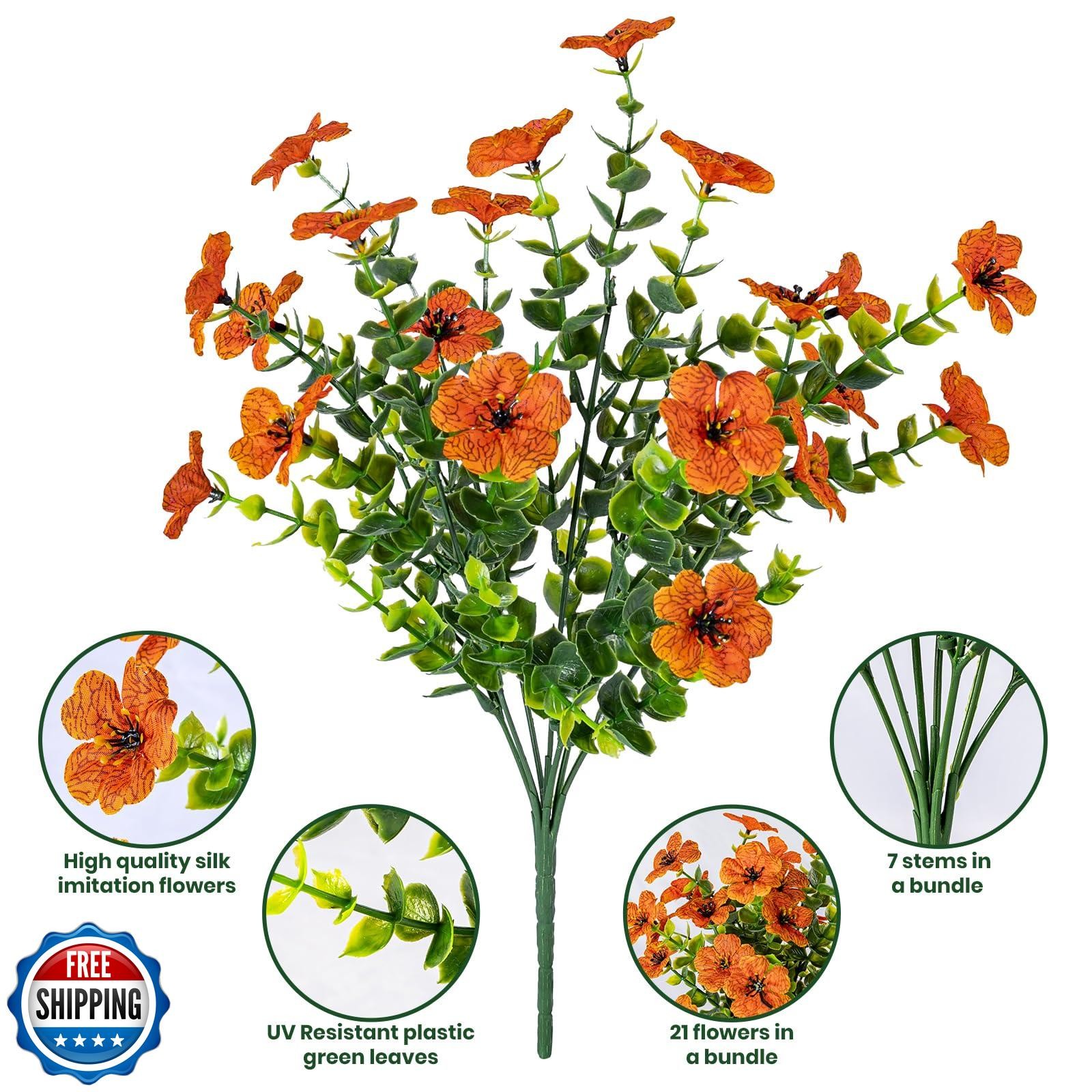 Lnoicy 20 Bundles Artificial Fake Flowers for Outdoor Faux Eucalyptus Flowers