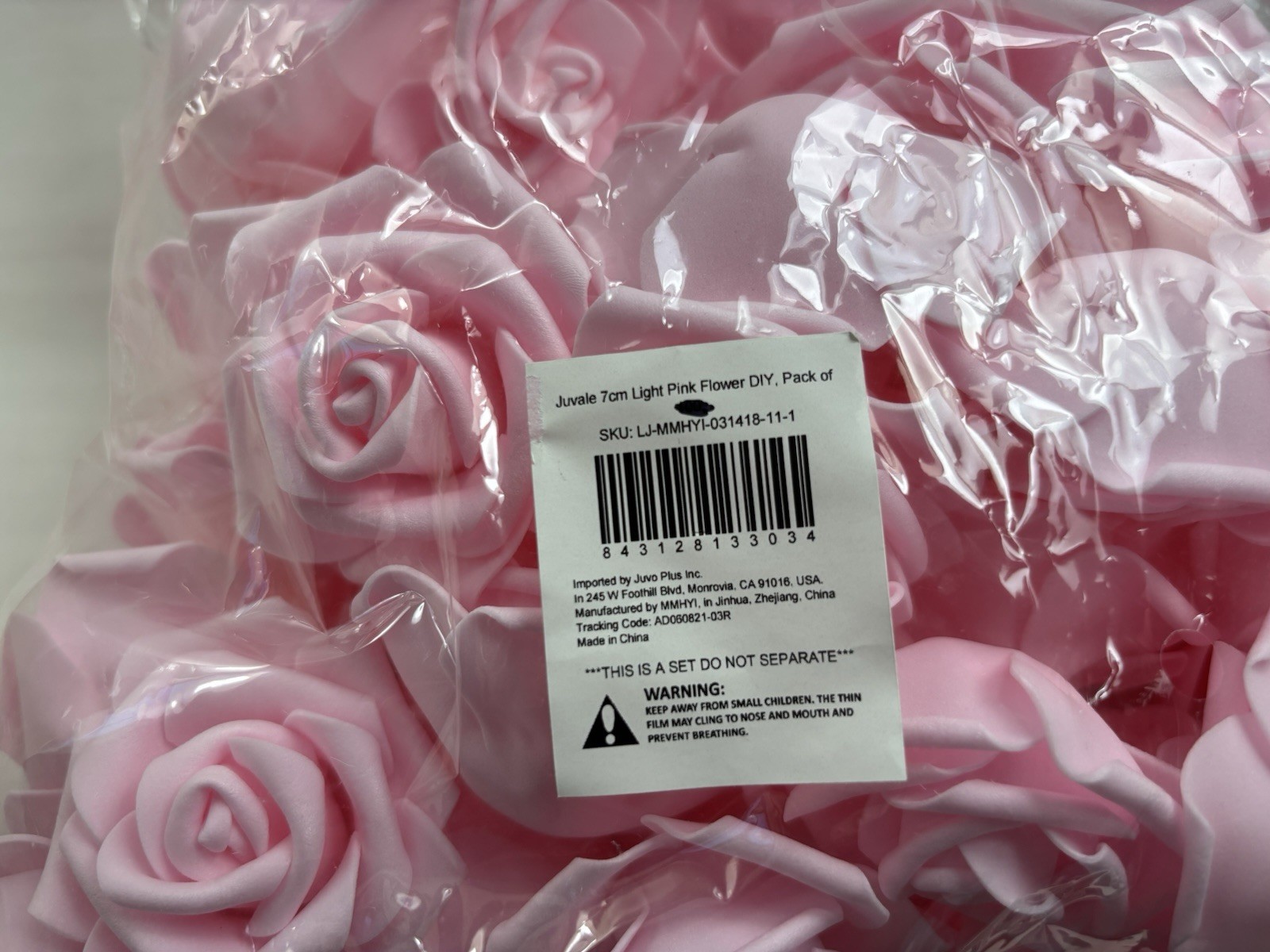 Lot Artificial Pink Roses Polyethylene Foam Decorating Wedding Flower Heads 3in.