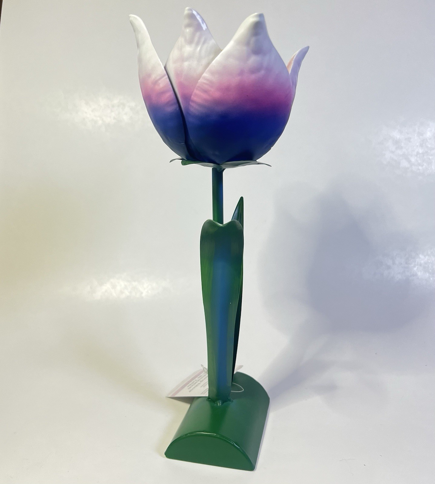 Large Metal Flower Sculpture Tabletop Decor Purple Pink Spring Centerpiece