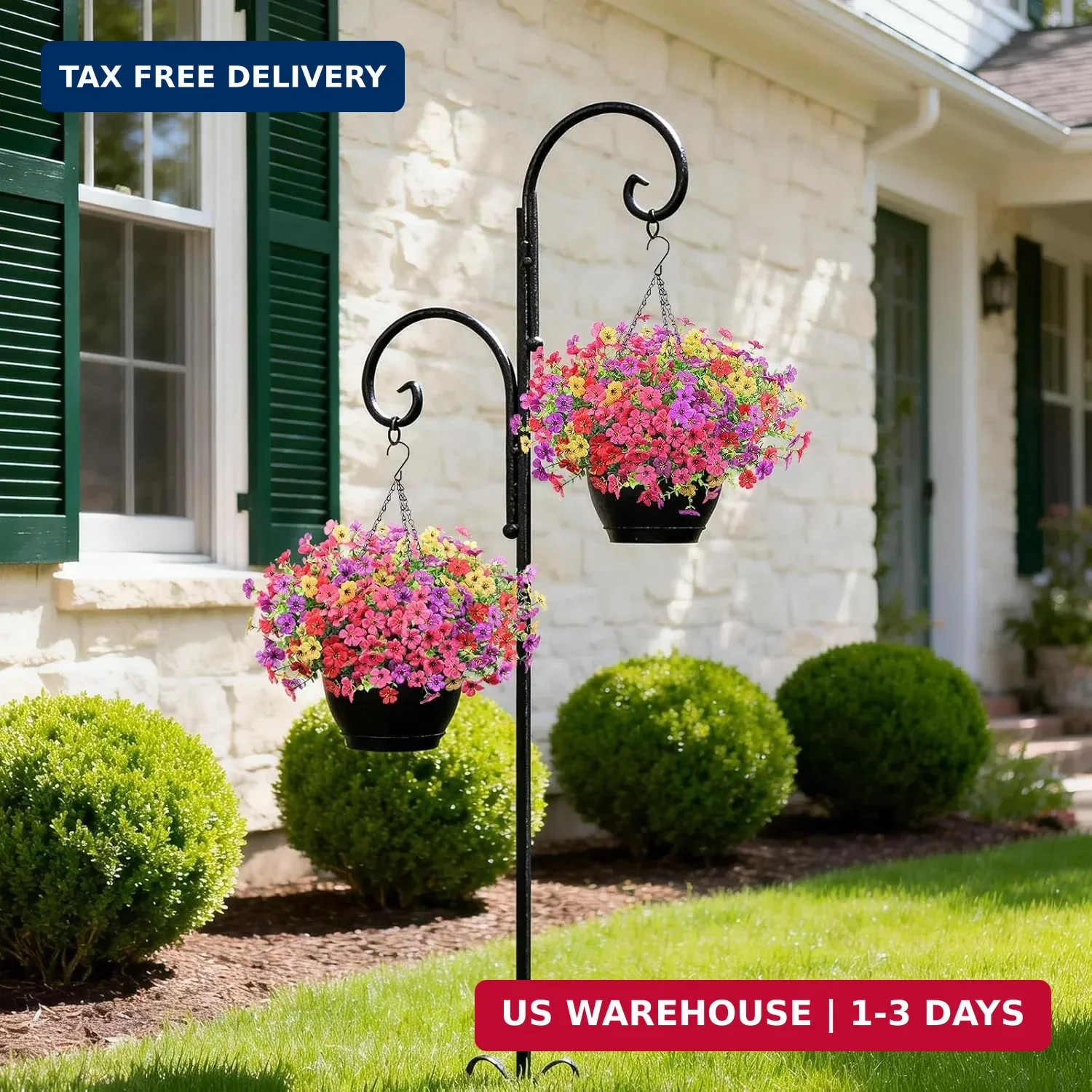 Artificial Fake Flowers Plants for Outdoors, 12 Bundles Multicolor Faux Silk Flo