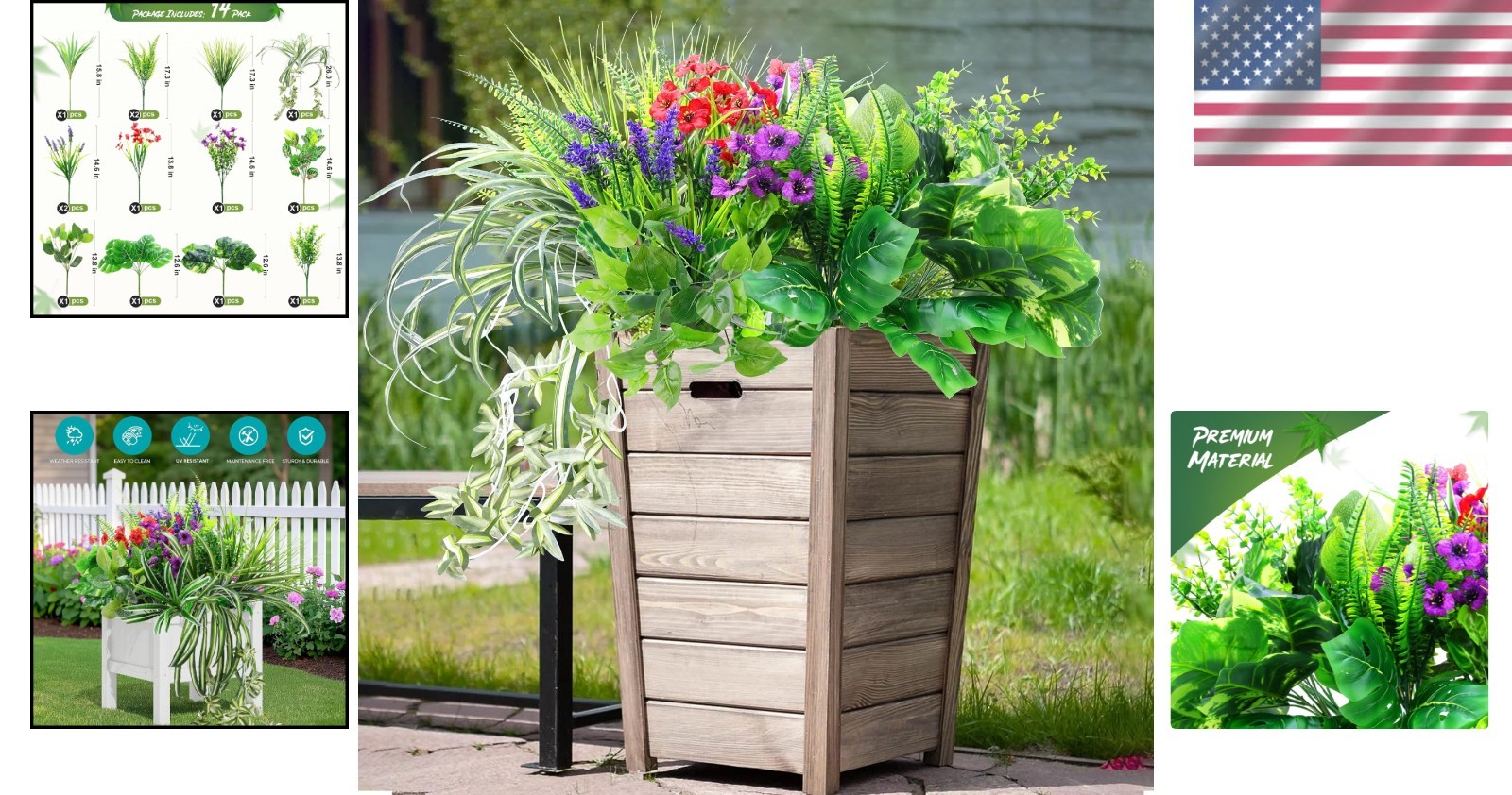 Maintenance-Free 14 Bundle Faux Plants – Perfect for Garden and Patio Beauty