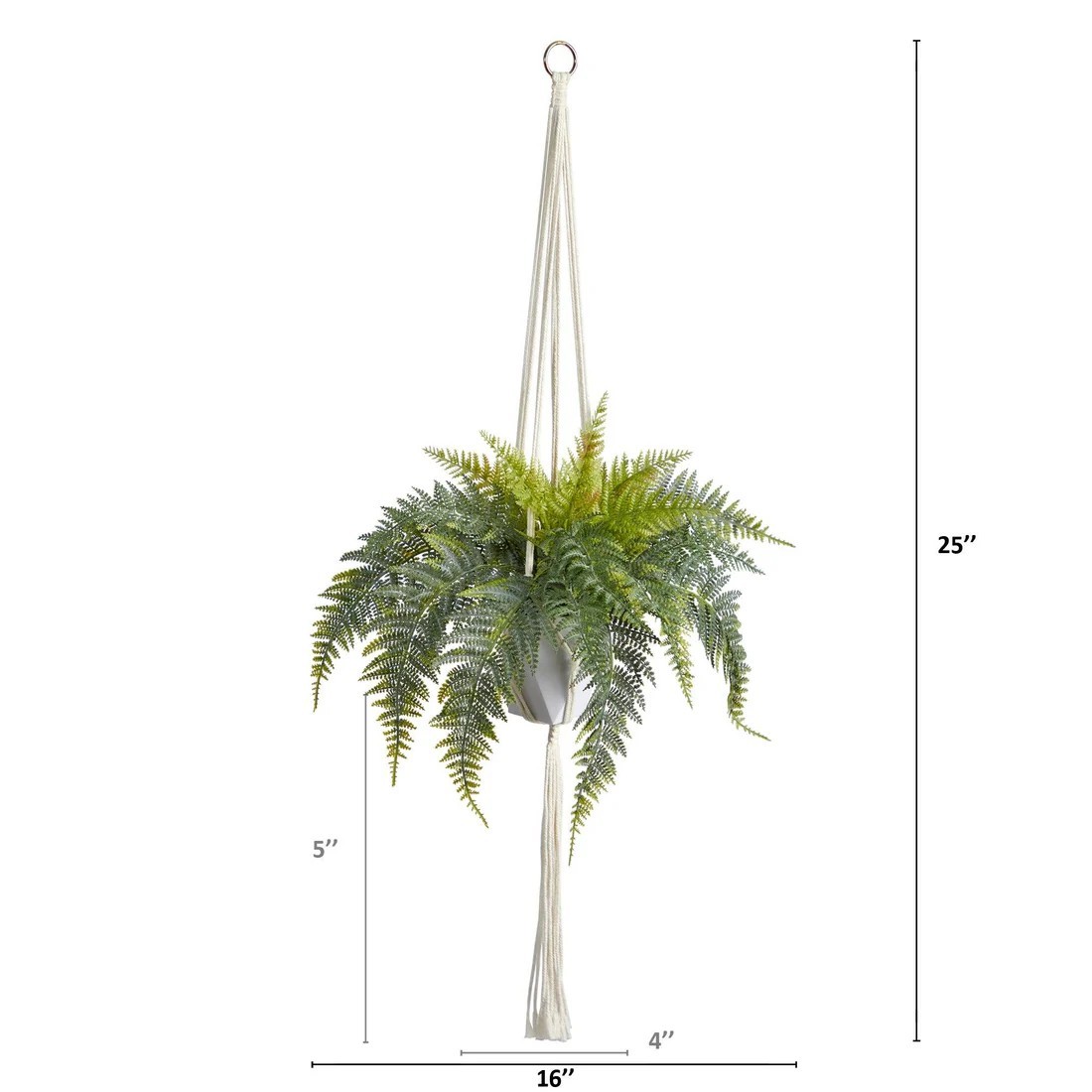 25″ Fern Hanging Artificial Plant in Decorative Basket