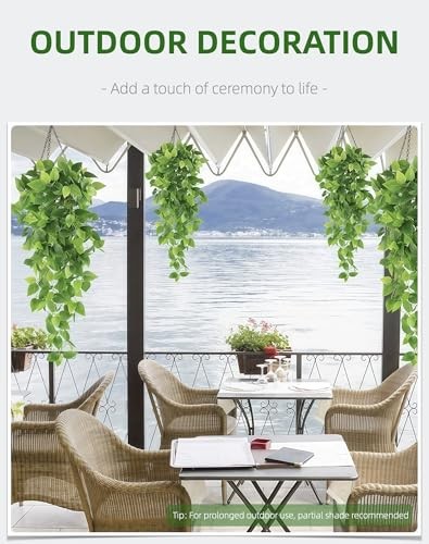 2 Pack Artificial Hanging Ivy Plants (3.6ft) – Fake Vine Greenery for