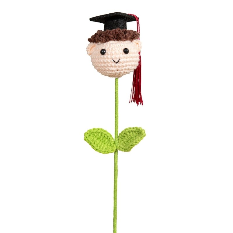 Artificial Flower Hand Crochet Graduation Hat Boy/Girl/Dog Decoration for Event
