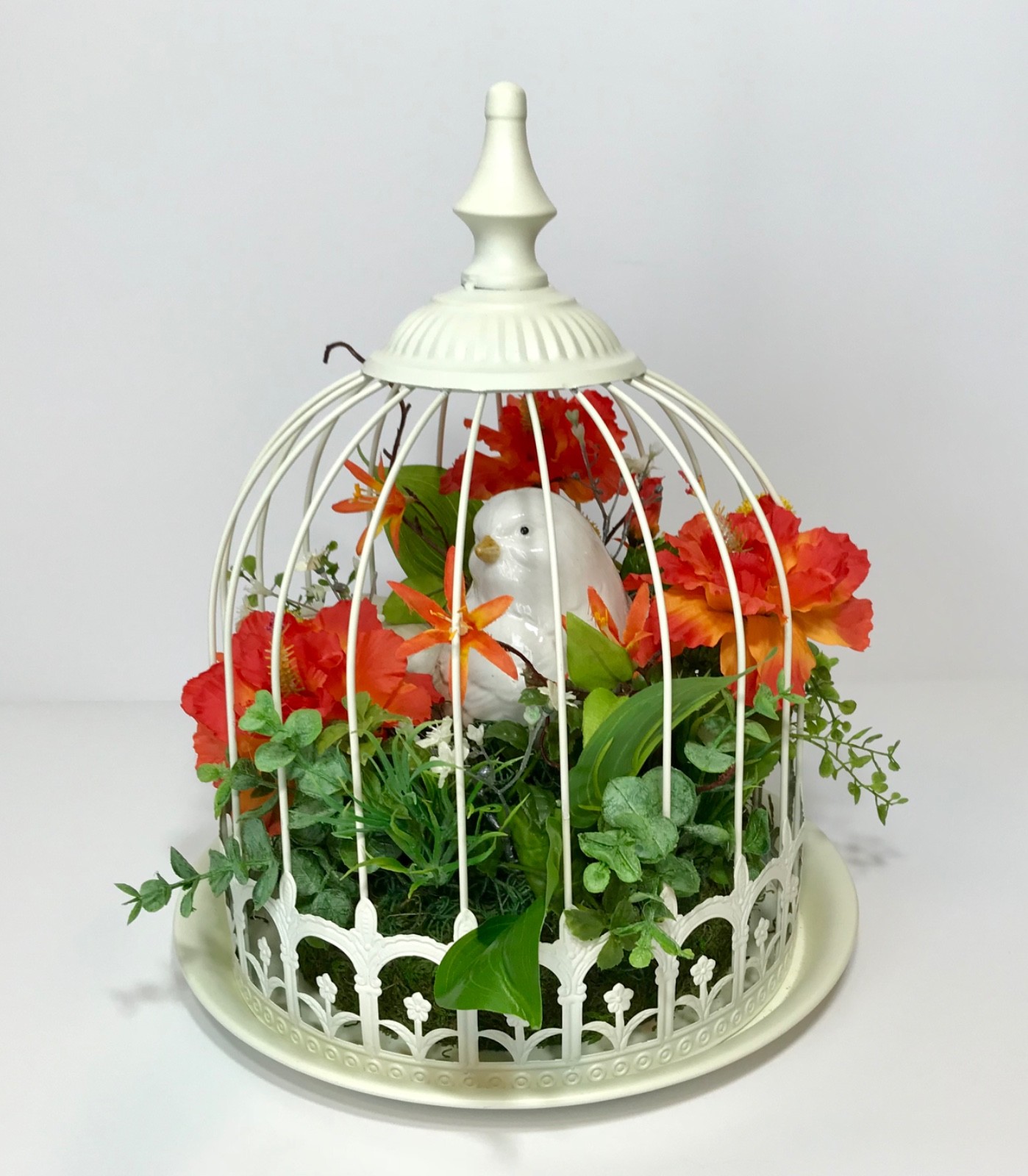 BIRD FLORAL BIRD CAGE LRG BIRDCAGE WEDDING CENTERPIECE TABLE DECOR ARRANGEMENT