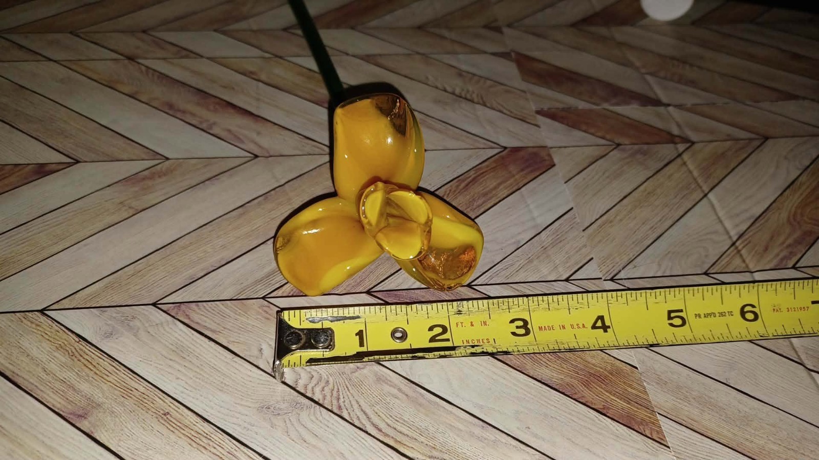 12 Inch Murano Style Blown Glass Flower Excellent Condition Orange Art Glass