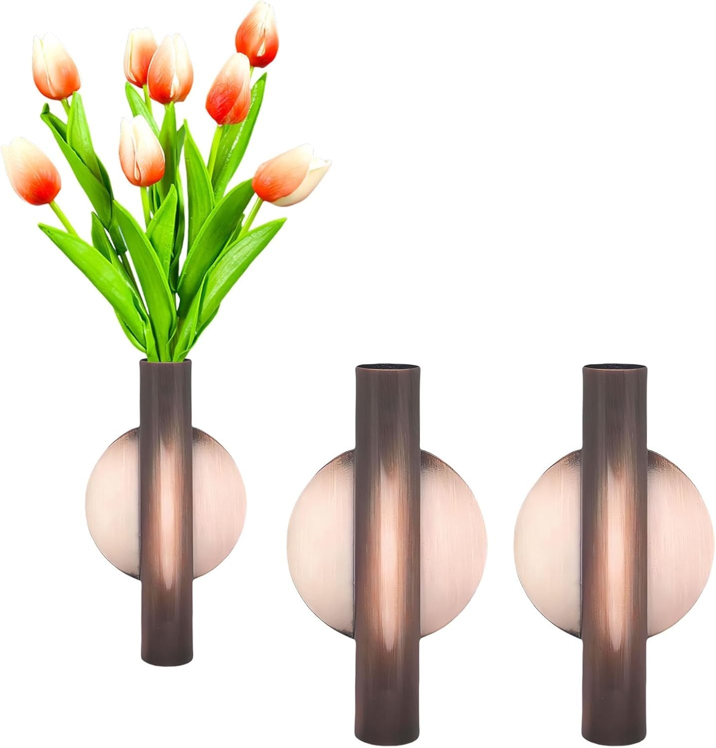Durable Gold Metal Tube Flower Holders – Set of 2 for Home & Memorial Use