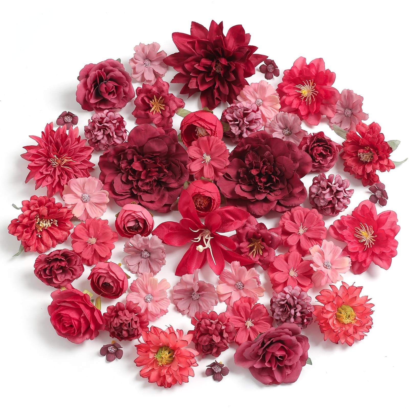 Artificial Flowers Heads Combo Red Flowers Mix Silk Flowers Heads Bulk Faux R…