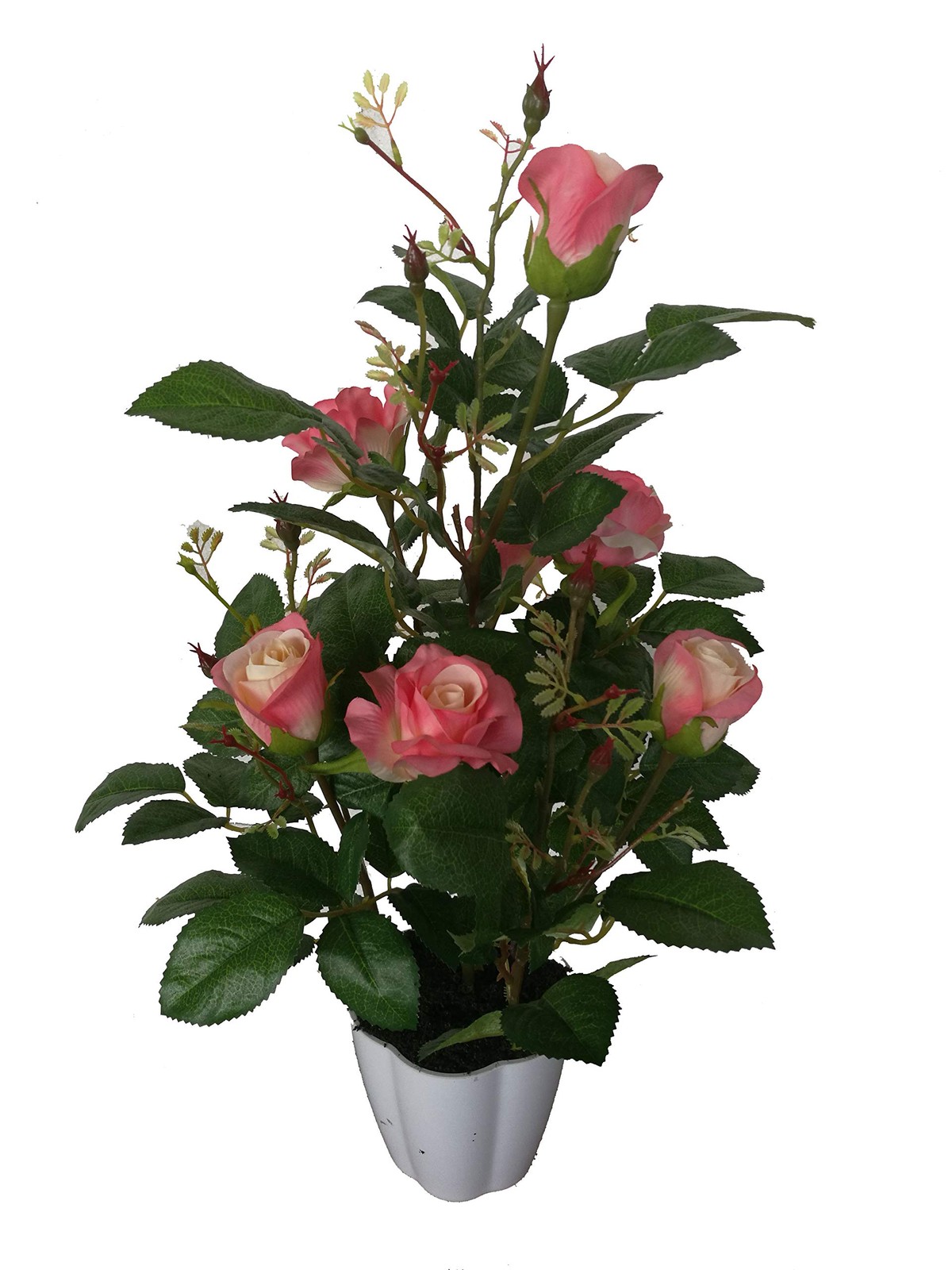 Lifelike 2ft Artificial Rose Trees – 7 Blooms with Pot, Real Touch Tech