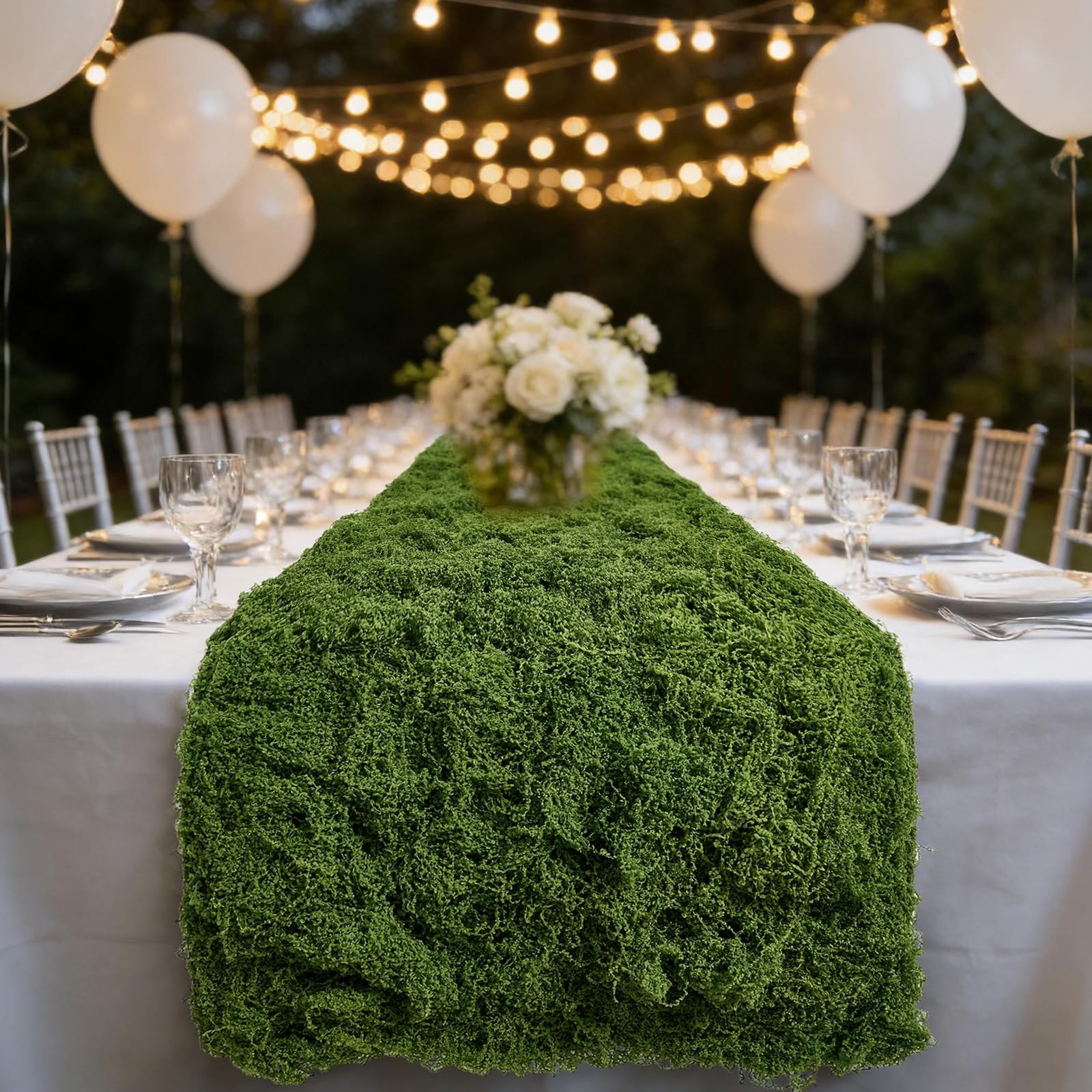 Artificial Moss Mat 11.8 Inch x 8.85ft Faux Roll Runner Sheet Green Nylon