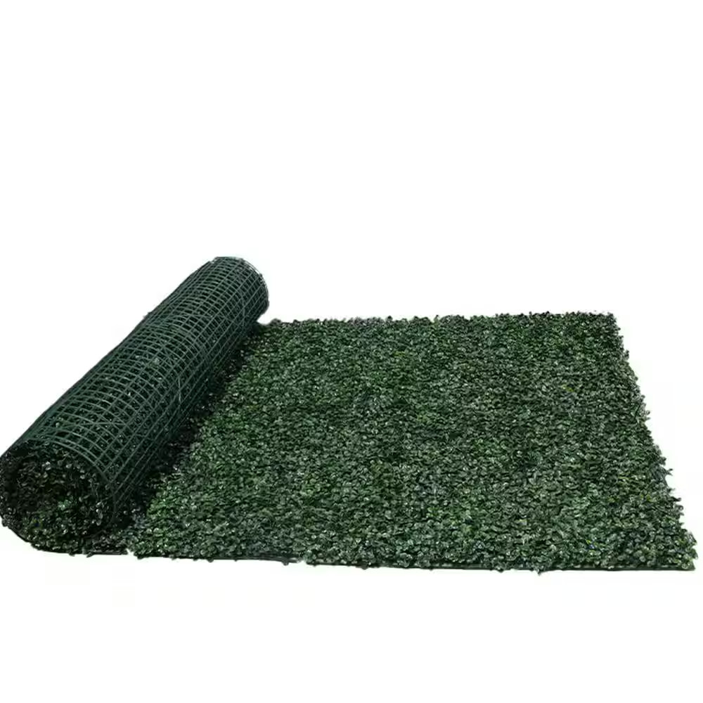 40 In. X 120 In. Artificial Dark Green Boxwood Roll Panels UV Protected for Outd