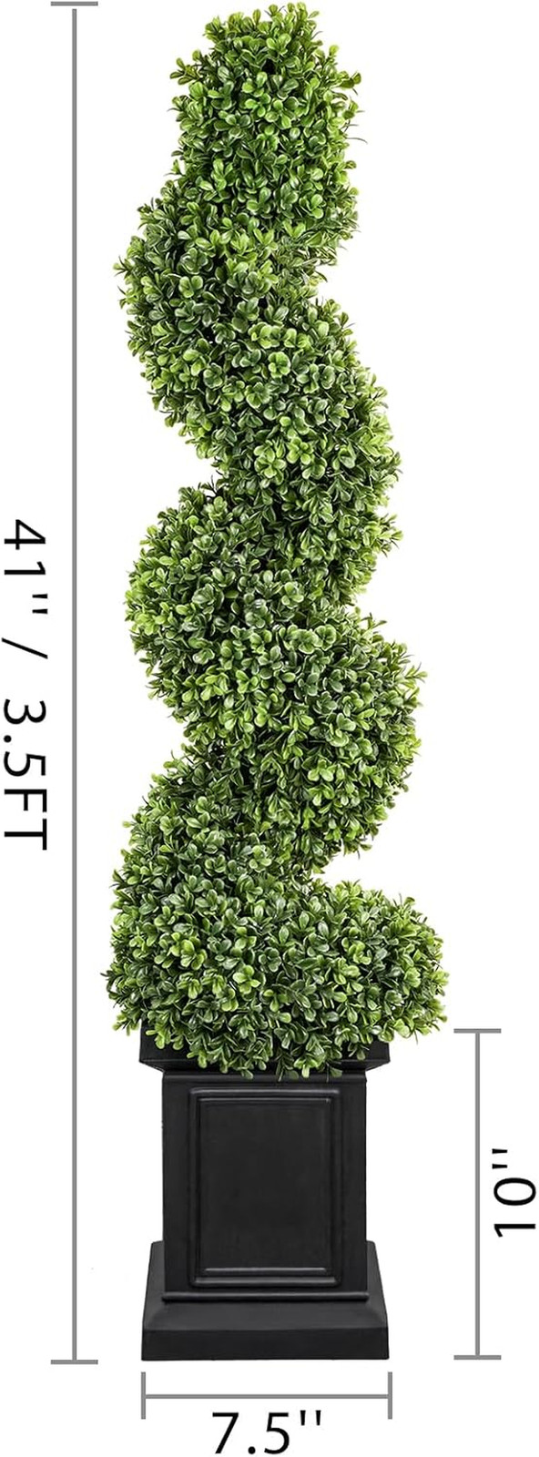 Boxwood Outdoor Topiary Set of 2, 3.5Ft Tall Porch Trees, All-Year Green Fake Pl