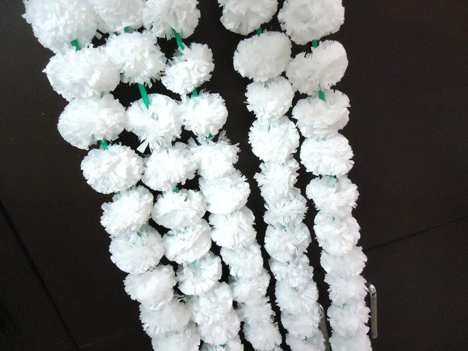 Indian Artificial Marigold Flower Garlands Vine white 5 ft Wedding Decoration