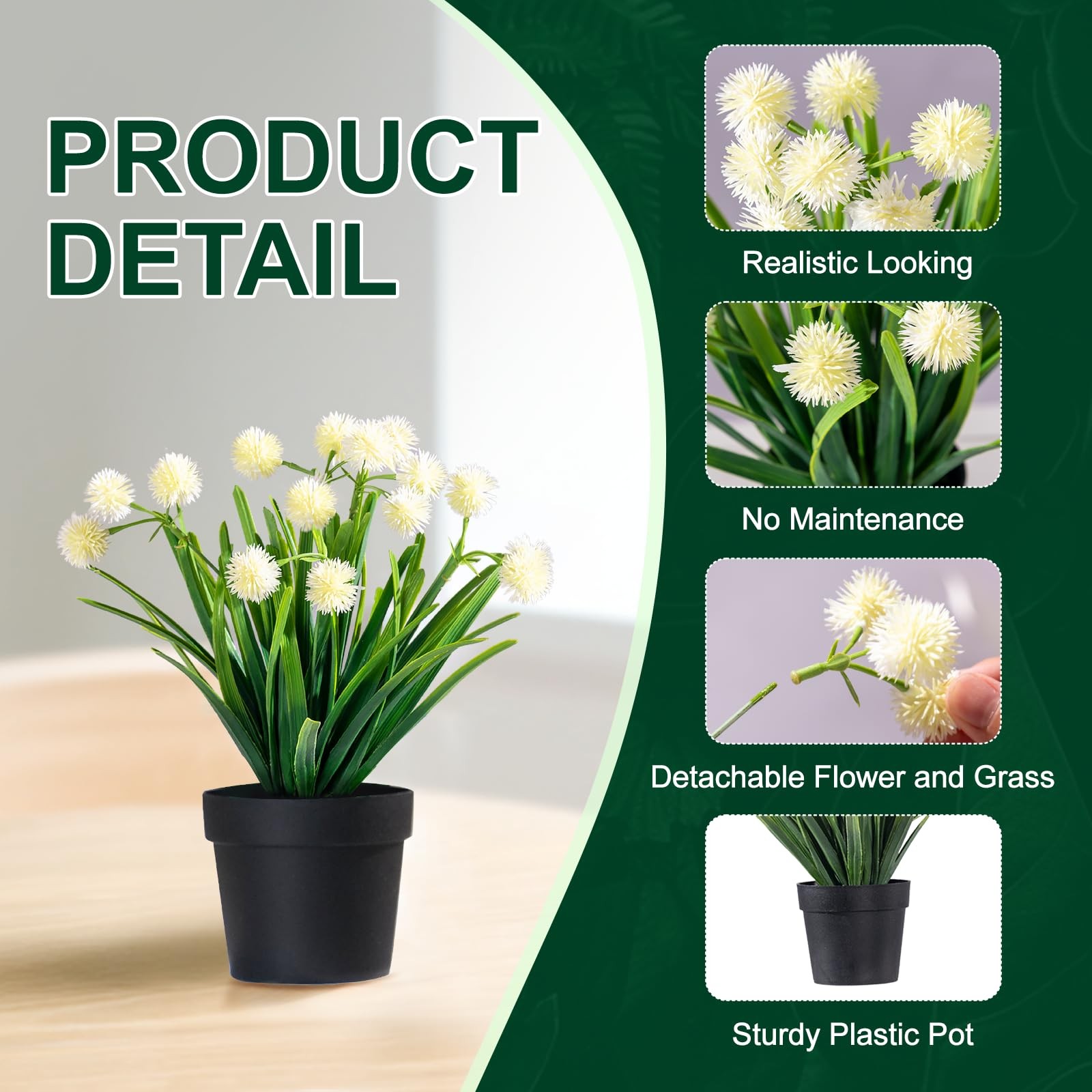 Yarmare 3 Pack Fake Small Plant Artificial Potted Flowers for Home Decor Fake…