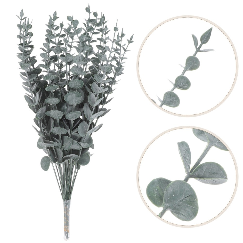 25Pcs Reusable Plastic Eucalyptus Stems Greenery Wedding Farmhouse Decor