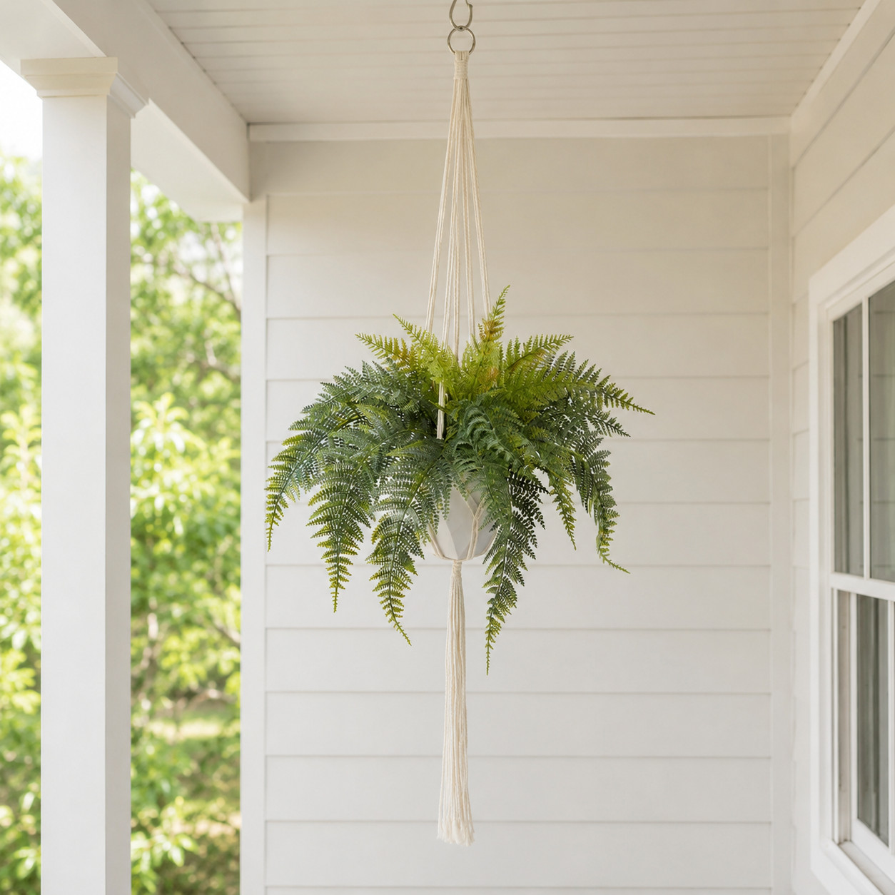 25″ Fern Hanging Artificial Plant in Decorative Basket