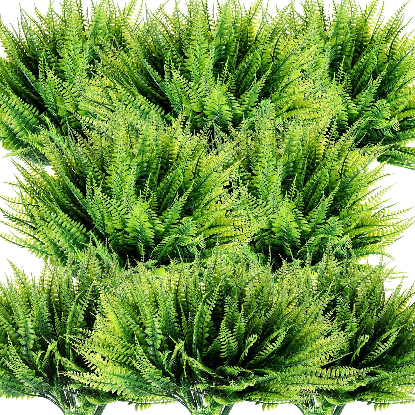 25 Pack Fake Ferns Bulk Outdoor Artificial Boston Fern Plants UV Resistant Fa…