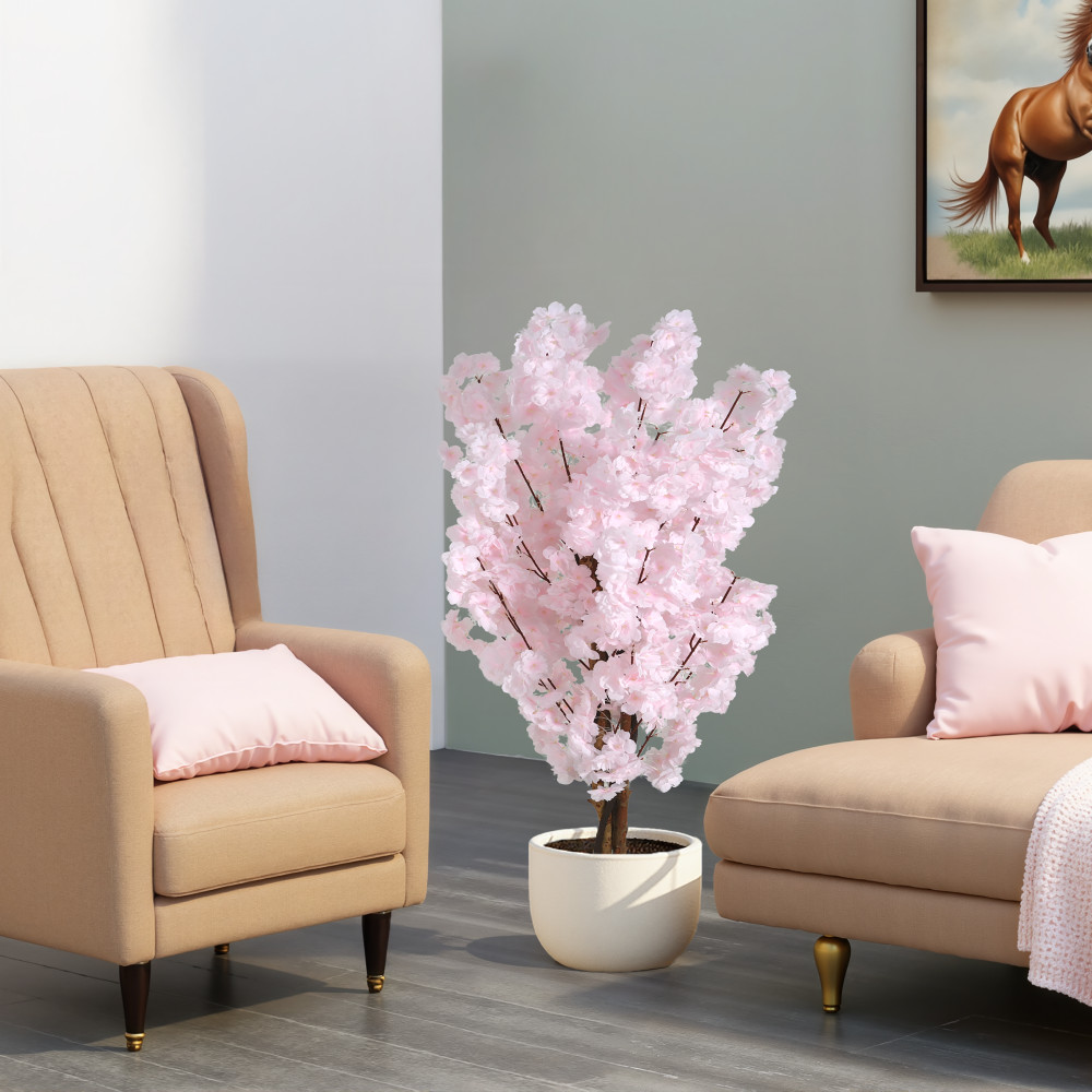 43″ Artificial Cherry Blossom Tree with Black Plastic Pot