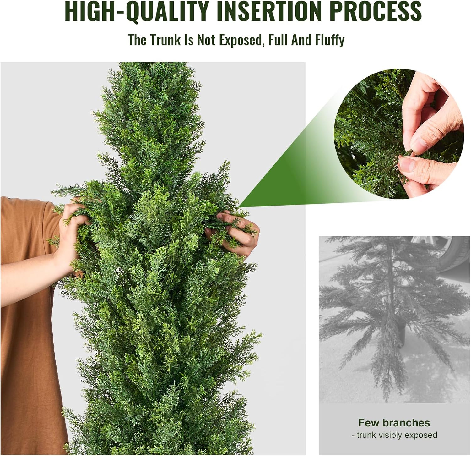 Artificial Topiary Cedar Tree, 48 Inch Tall (2 Pieces), with Extra Leaves & Pot