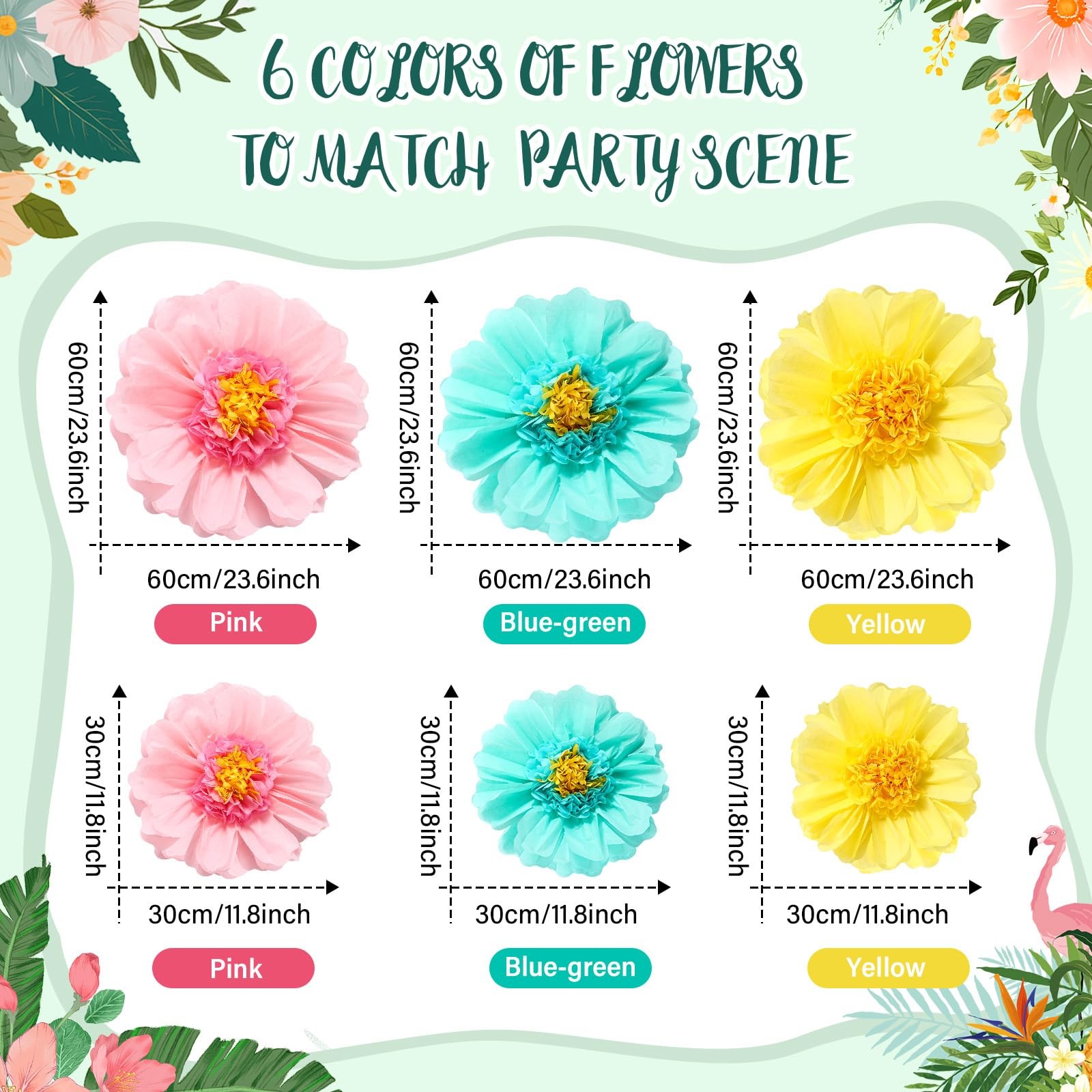40 Pcs Hawaiian Hibiscus Decorations Large Flowers and Artificial Tropical Le…