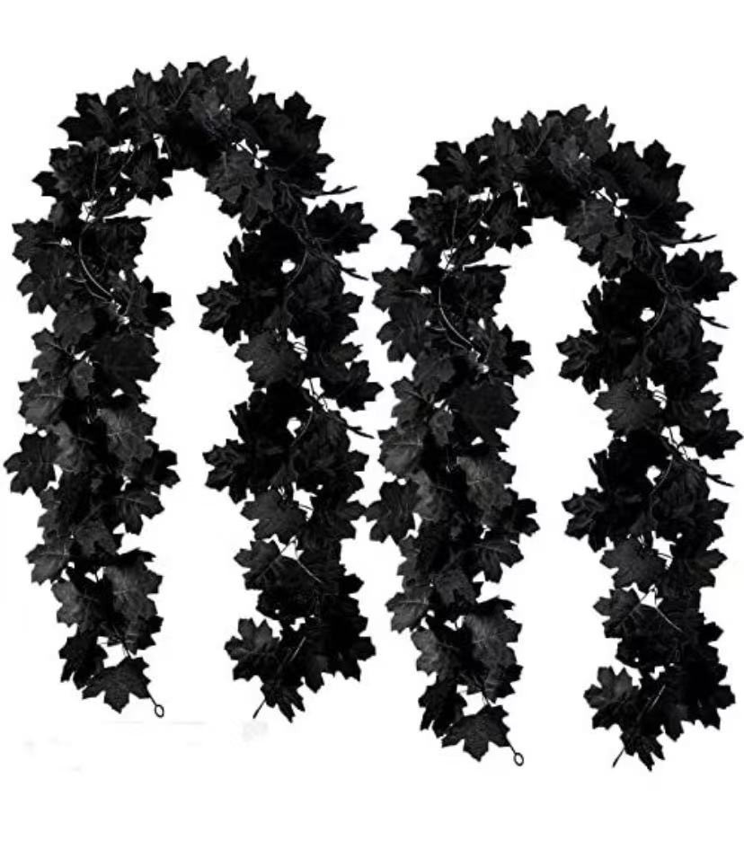 Halloween Artificial Maple Leaf Lifelike For Decorating Home/wall Black