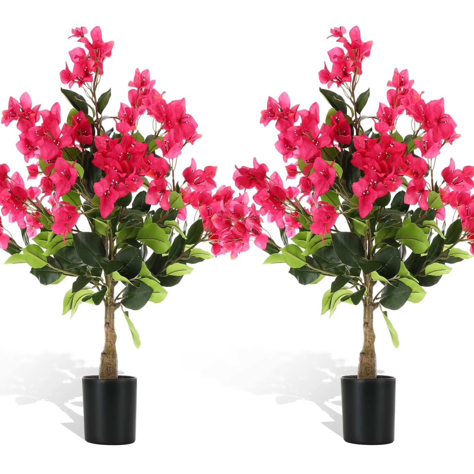 2 Pack 3ft Artificial Bougainvillea Trees Faux Bougainvillea Flower Tree in P…